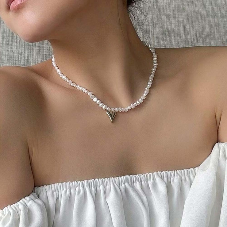 ハートペンダントパールネックレス(2color) | ファッション通販