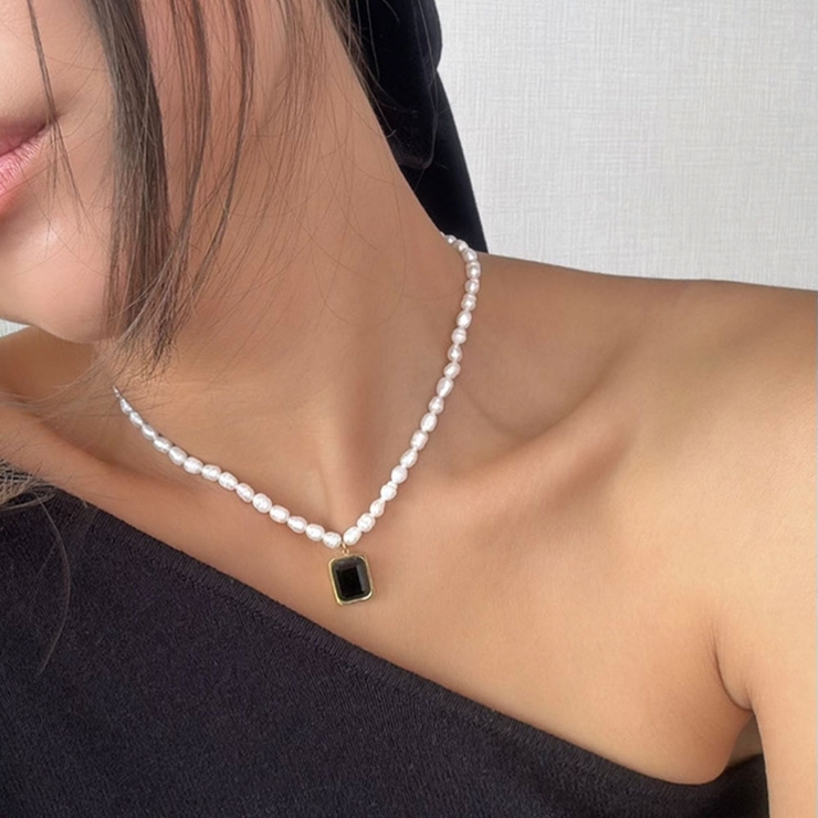 ブラックスクエアパールネックレス emouv by | BUYSENSE | 詳細画像2 