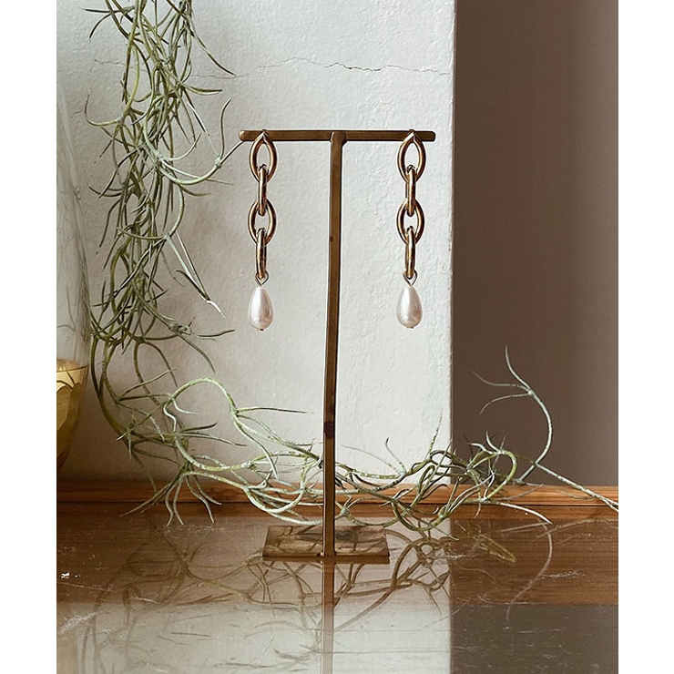 ゴールド | ドロップパールチェーンピアス emouv ピアス | BUYSENSE