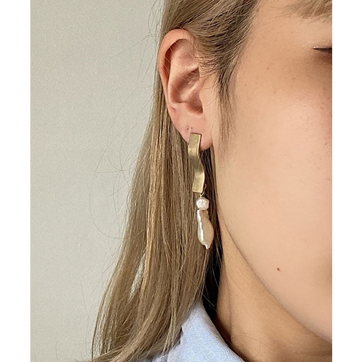 カーブプレートパールピアス emouv ピアス | BUYSENSE | 詳細画像4 