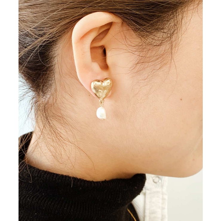パール付きハートメタルピアス emouv ピアス | BUYSENSE | 詳細画像3 