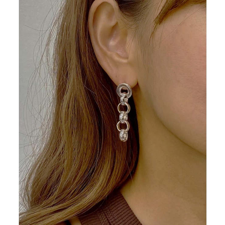 シルバー | メタリックチェーンピアス emouv ピアス | BUYSENSE