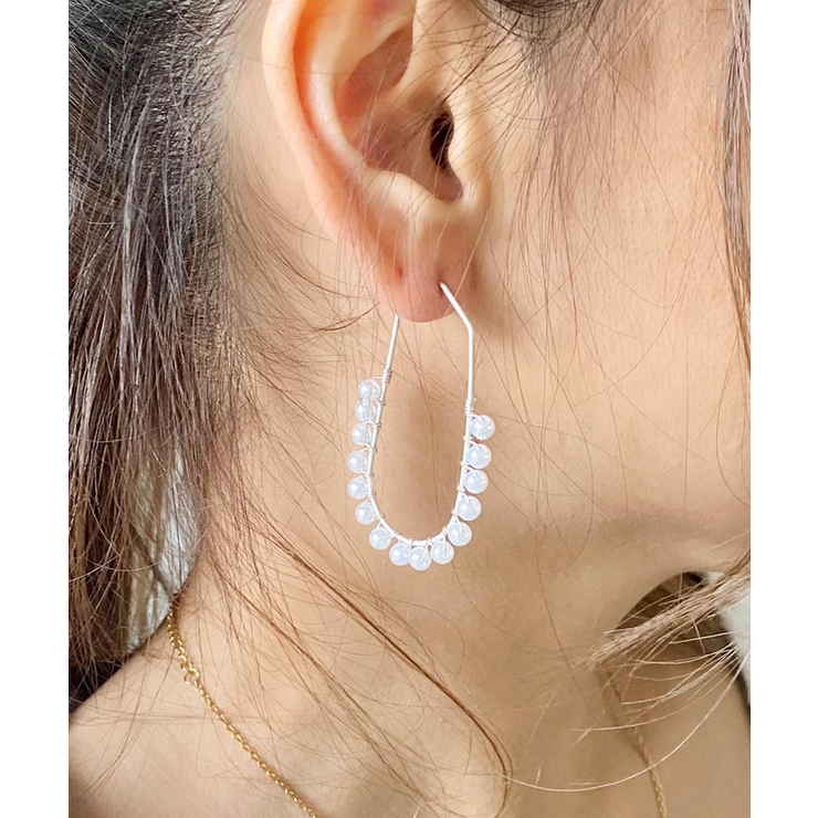 シルバー | パールロングフープピアス emouv ピアス | BUYSENSE