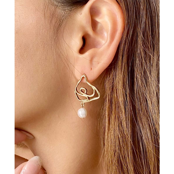 ゴールド | ユニークデザインパールピアス emouv ピアス | BUYSENSE