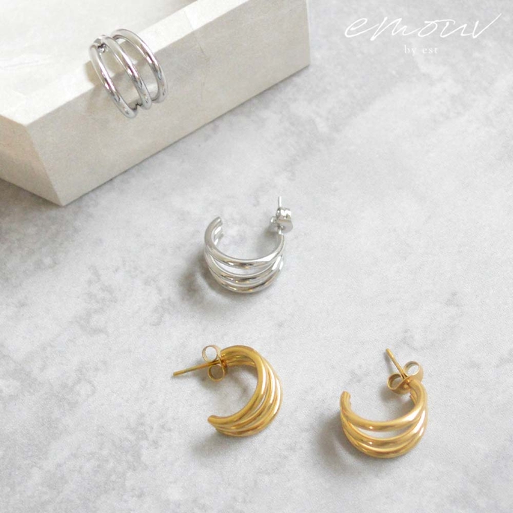 3連　フープピアス apresjour mignon×ARIAZ】3連フープピアス（ピアス（両耳用