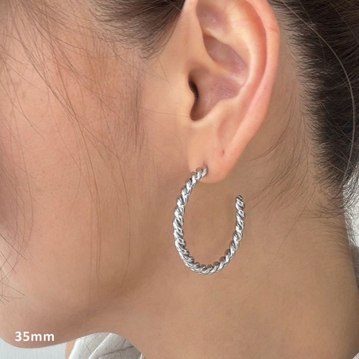 シルバー | ツイストシンプルフープピアス emouv by | BUYSENSE