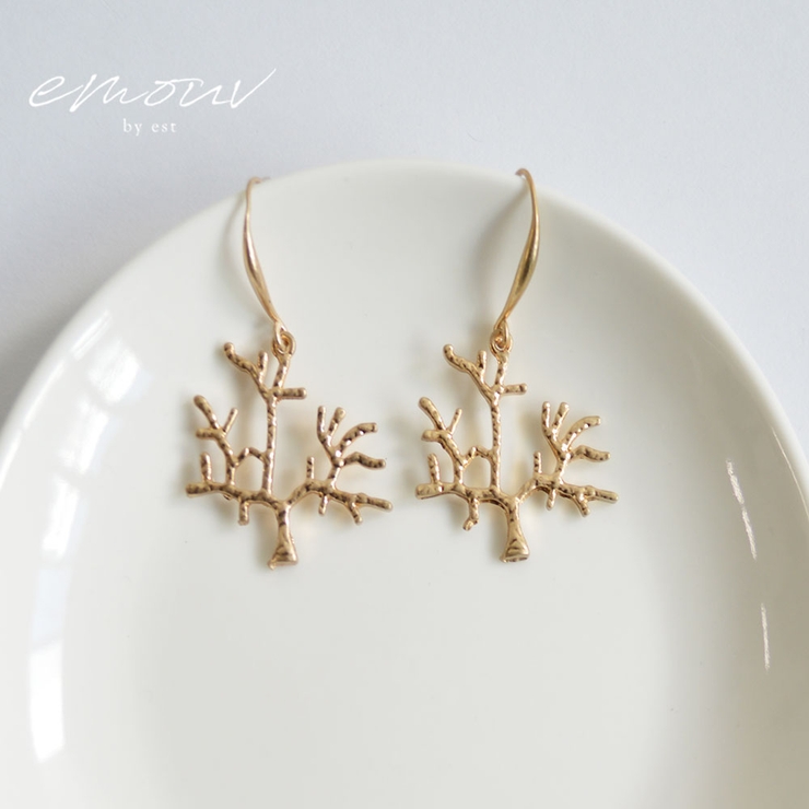 ゴールド | サンゴモチーフピアス emouv by | BUYSENSE