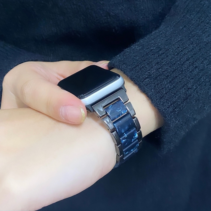 ブラック TYPE B | アップルウォッチ マーブルストーンバンド ベルト | BUYSENSE