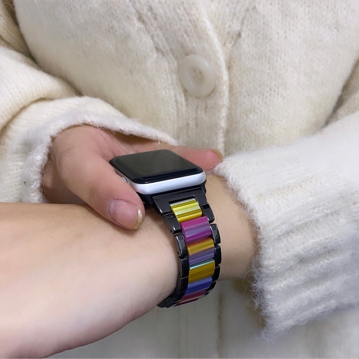 ブラック TYPE C | アップルウォッチ マーブルストーンバンド ベルト | BUYSENSE