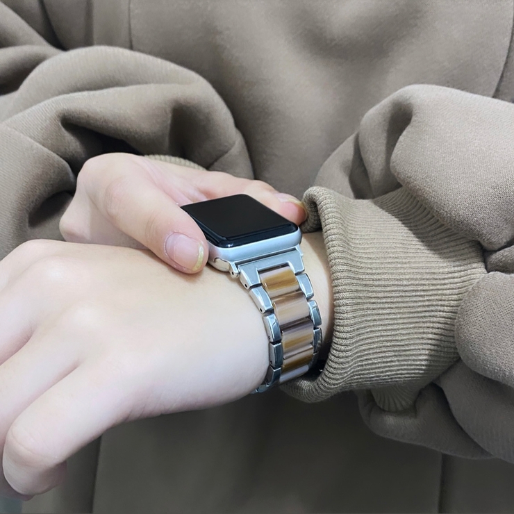 シルバー TYPE D | アップルウォッチ マーブルストーンバンド ベルト | BUYSENSE