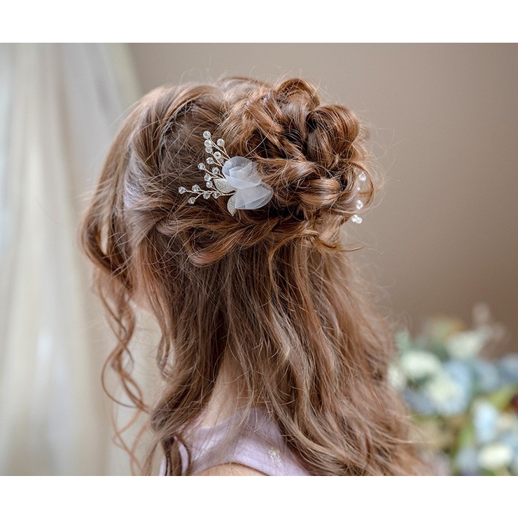 オーガンジーフラワーUピン 2本セット 白花チュールUピン キャサリンコテージ | Catherine Cottage | 詳細画像3 