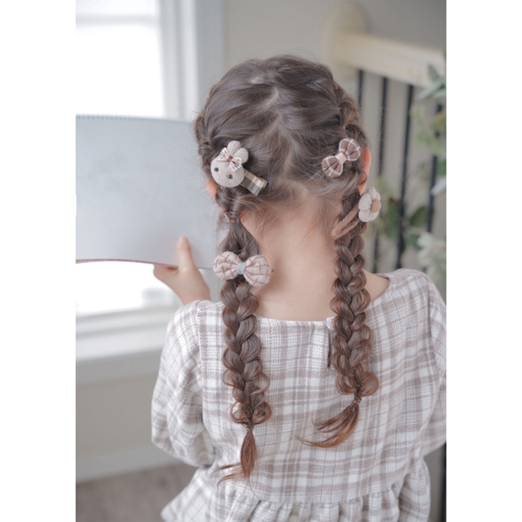 うさぎとリボンのヘアクリップ 4個セット 髪飾り ヘアアクセサリー