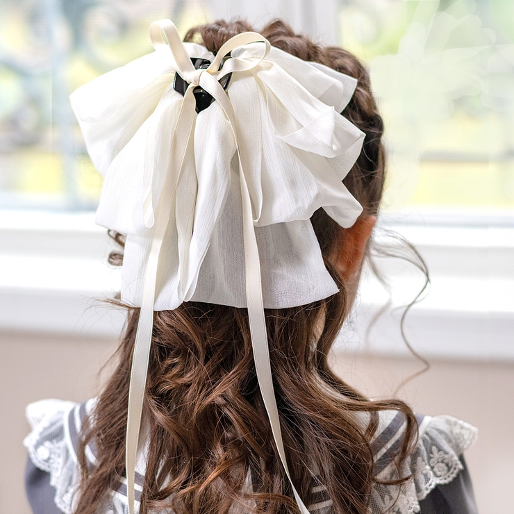 シフォンリボンヘアクリップ 結婚式や発表会などのフォーマルシーンに