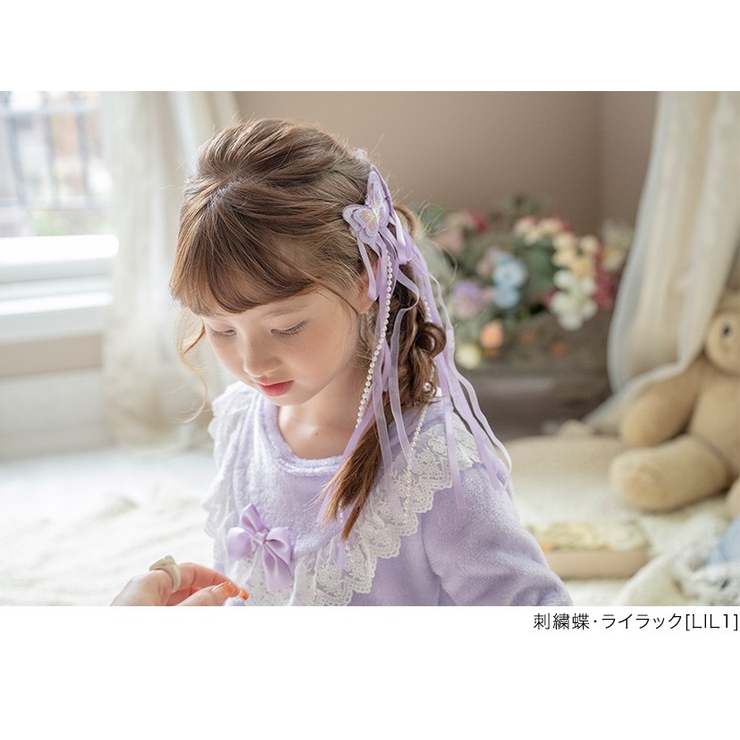 リボン揺れるフェアリークリップ 髪飾り ヘアアクセサリー[品番