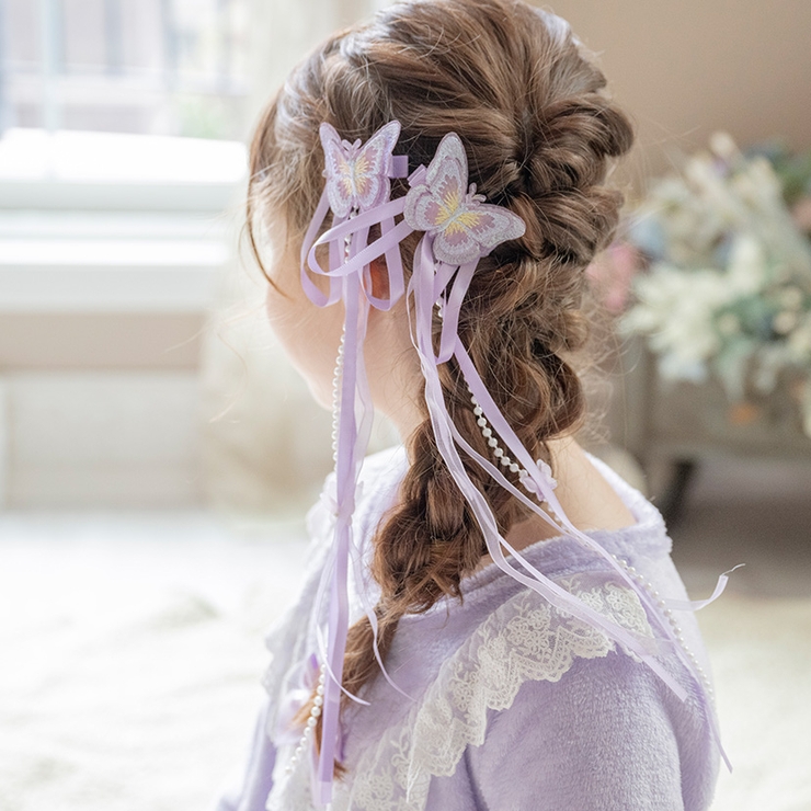 紫色ビーズ装飾クリップヘアアクセサリー 紫色ビーズ装飾クリップヘアアクセサリー