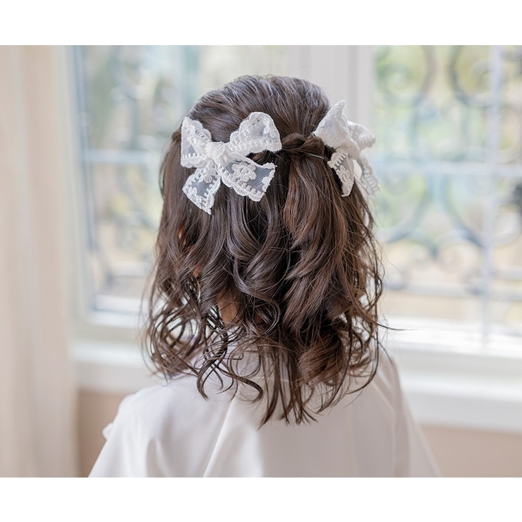 レースリボンヘアクリップ 2個セット アクセサリー ヘアアクセサリー キッズ | Catherine Cottage | 詳細画像4 