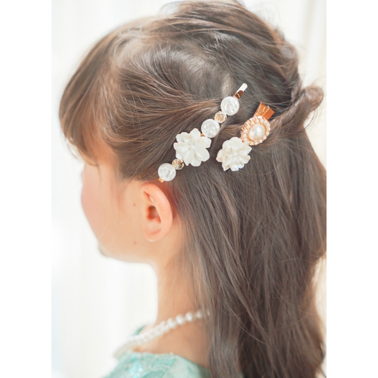 エレガントなパールフラワーヘアアクセサリー ヘアクリップ ヘアピン