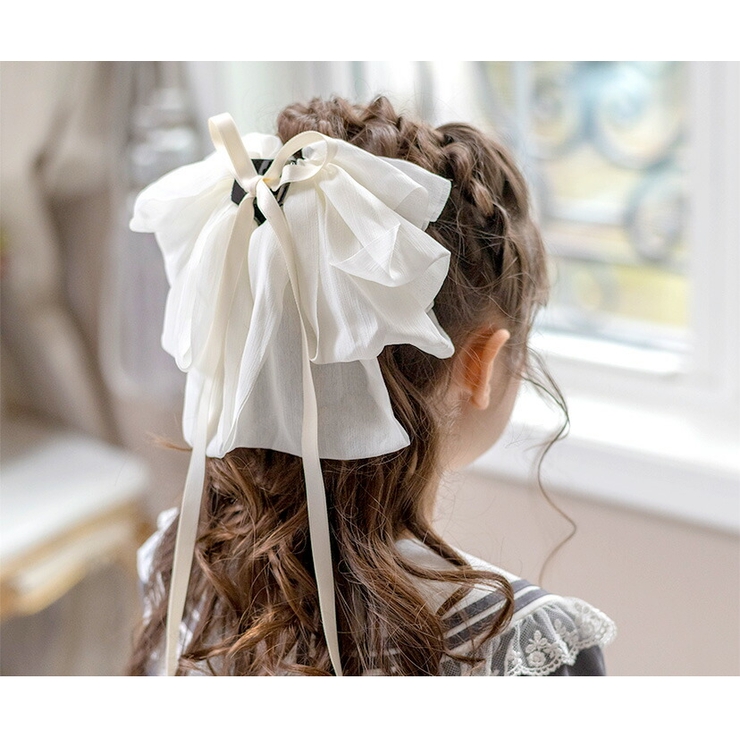 シフォンリボンヘアクリップ 結婚式や発表会などのフォーマルシーンに