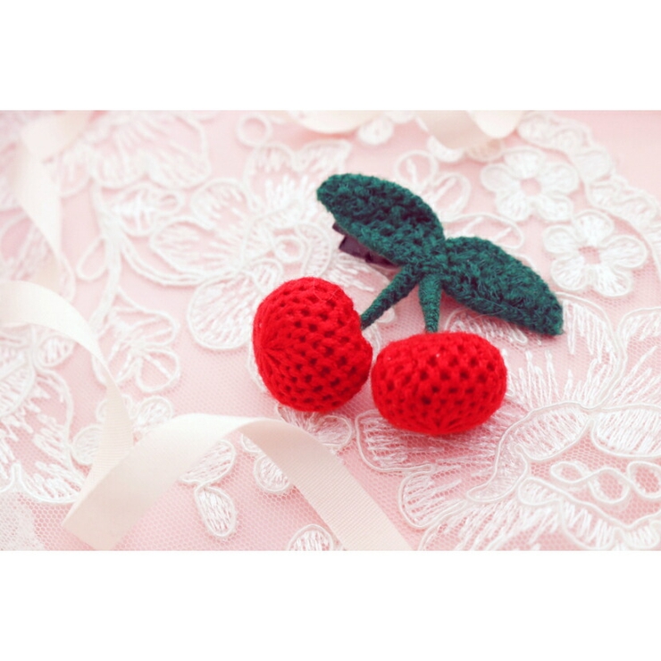 さくらんぼヘアクリップ 2個セット ベビー[品番：CATK0003500