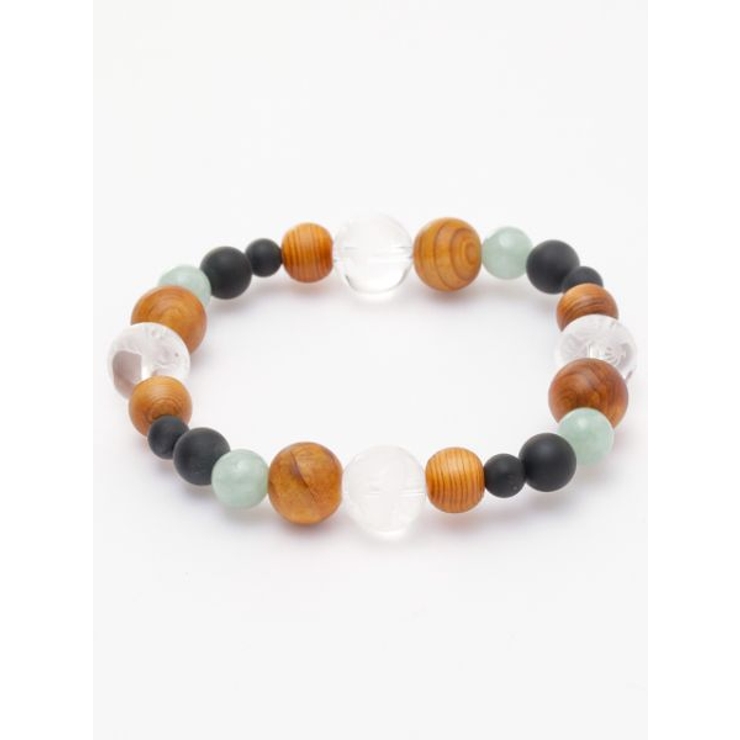 ブラック×グリーン | 【岩座】屋久杉四神ブレスレット ジェイド | アミナコレクション 