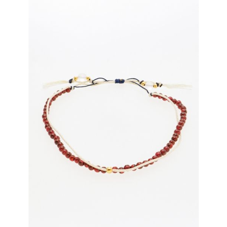 ボルドー | 【岩座】【一月 睦月】産石絹紐アンクレット | アミナコレクション 