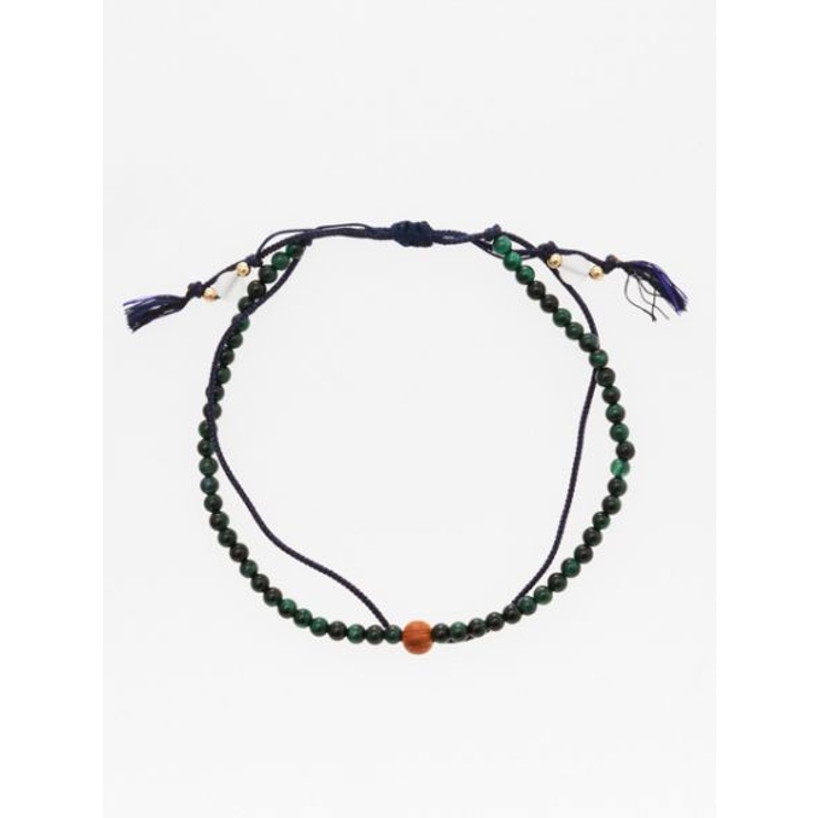 【岩座】紺紐緑虎目４ｍｍアンクレット | アミナコレクション  | 詳細画像1 