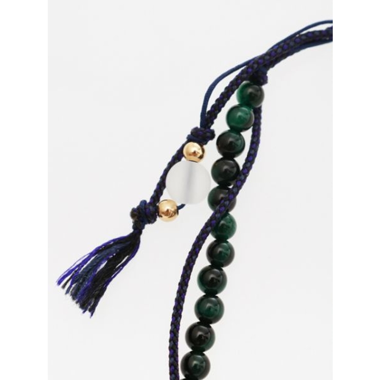 【岩座】紺紐緑虎目４ｍｍアンクレット | アミナコレクション  | 詳細画像2 