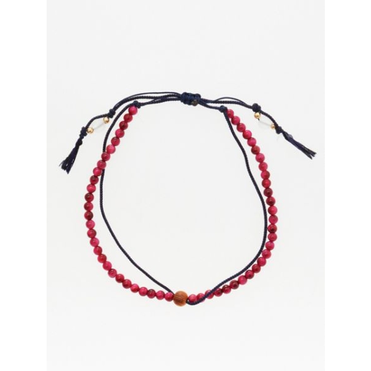 ローズ | 【岩座】紺紐桃虎目４ｍｍアンクレット | アミナコレクション 