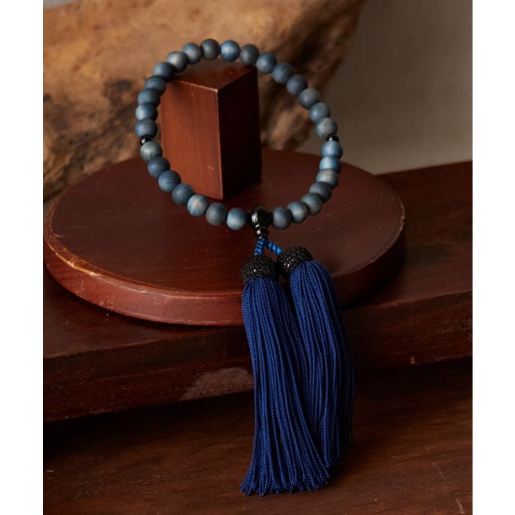 【岩座】【念珠】女性用藍染浅葱つづき珠[収納袋付き] | アミナコレクション  | 詳細画像1 