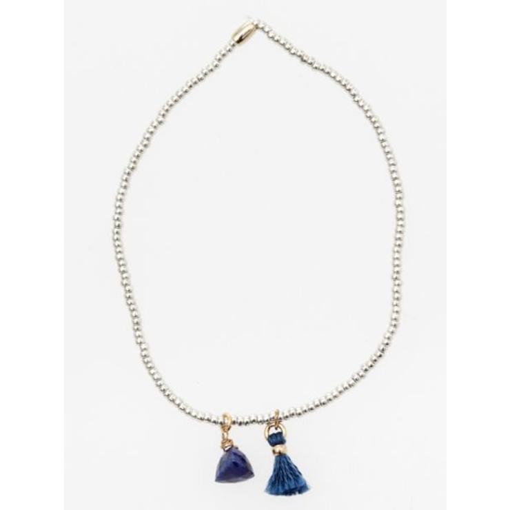 ダークブルー | 【岩座】三角石フリンジブレスレット | アミナコレクション 