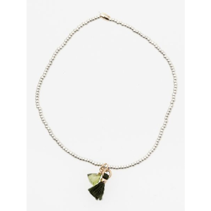 グリーン | 【岩座】三角石フリンジブレスレット | アミナコレクション 