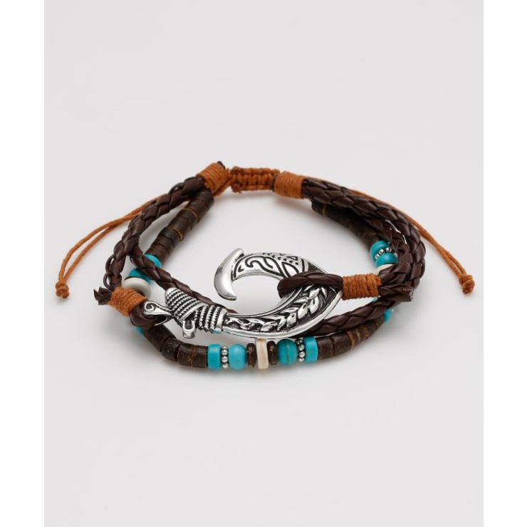 ブラウン | 【カヒコ】フィッシュフックレオメンズブレスレット | アミナコレクション 