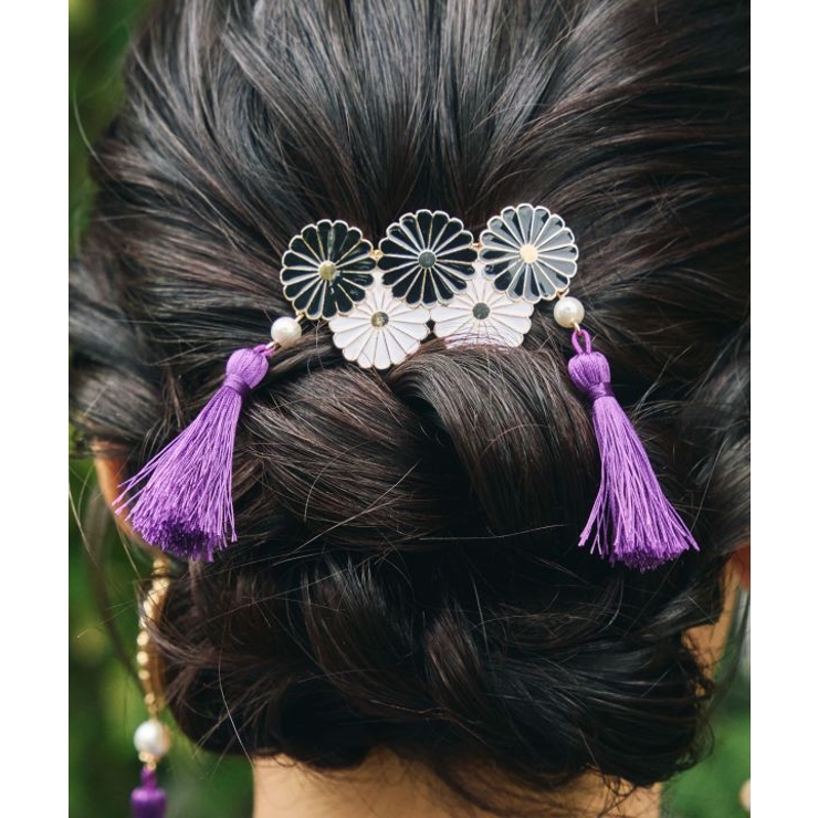 パープル | 【カヤ】菊花バレッタ | アミナコレクション 