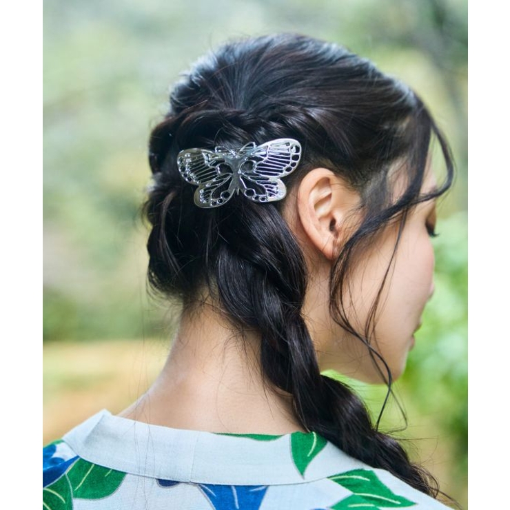 シルバー | 【カヤ】蝶透かしヘアクリップ | アミナコレクション 