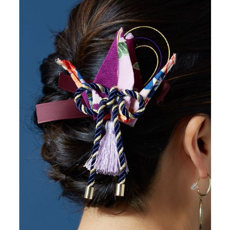 パープル | 【カヤ】折鶴祝いヘアクリップ | アミナコレクション 