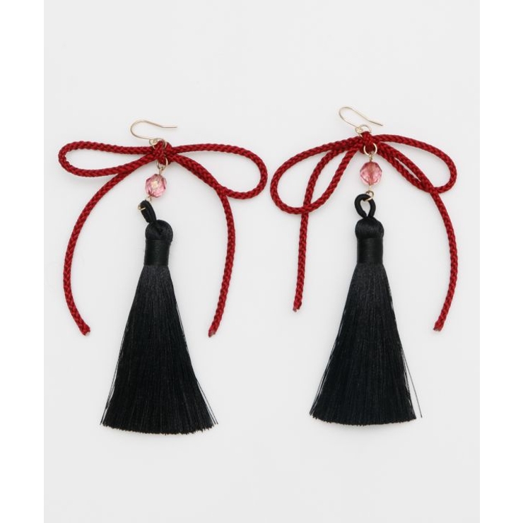 ブラック | 【カヤ】しだれ結びピアス | アミナコレクション 