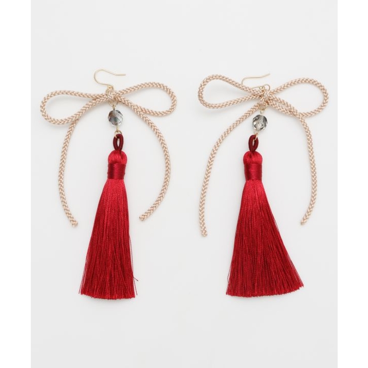 レッド | 【カヤ】しだれ結びピアス | アミナコレクション 