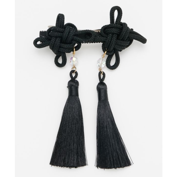 ブラック | 【カヤ】結び揺れバレッタ | アミナコレクション 