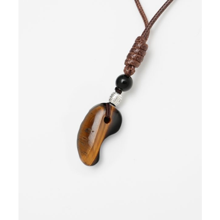 ブラウン | 【チャイハネ】勾玉石メンズネックレス | アミナコレクション