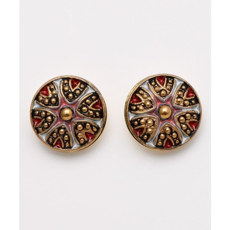 ホワイト | 【欧州航路】【Fromチェコ】チェコボタンモアピアス | アミナコレクション 