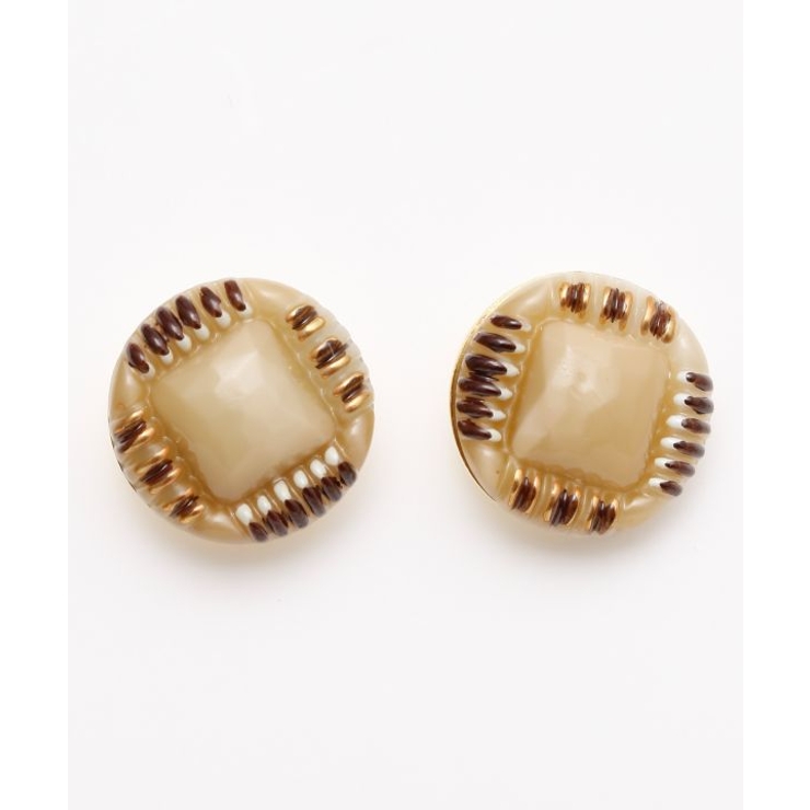 ベージュ | 【欧州航路】【Fromチェコ】チェコボタンモアピアス | アミナコレクション 
