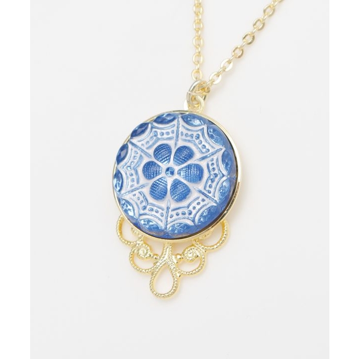 ブルー | 【欧州航路】【Fromチェコ】チェコボタンモアネックレス | アミナコレクション 