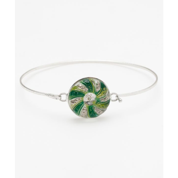 グリーン | 【欧州航路】【Fromチェコ】チェコボタンリアバングル シルバー | アミナコレクション 