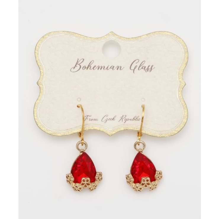 ばすらばすら k18 ピアス チェーン ルビー 花 フラワー