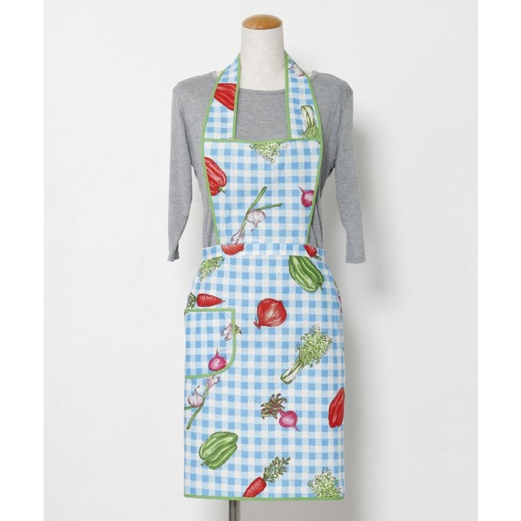 ライトブルー | 【欧州航路】【Fromイタリア】チェックベジエプロン | アミナコレクション 