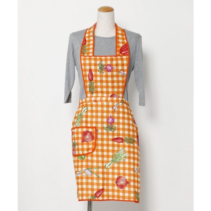 オレンジ | 【欧州航路】【Fromイタリア】チェックベジエプロン | アミナコレクション 