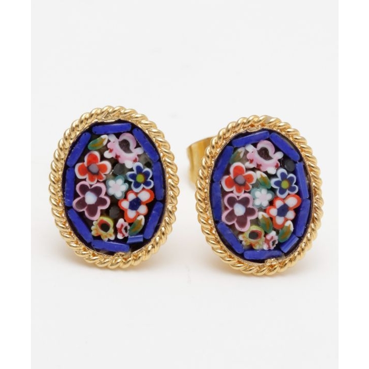 ブルー | 【欧州航路】【ベネチアンガラス】モザイクスタッズミニピアス | アミナコレクション 