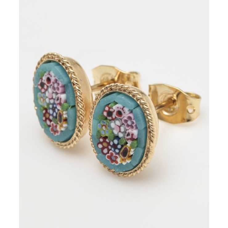 ターコイズブルー | 【欧州航路】【ベネチアンガラス】モザイクスタッズミニピアス | アミナコレクション 