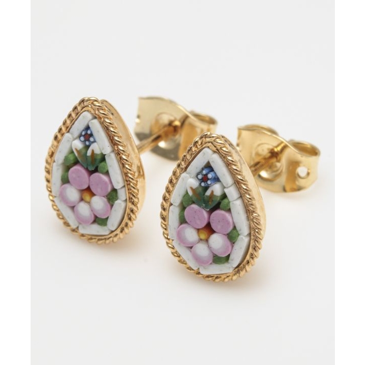 ホワイト系1 | 【欧州航路】【ベネチアンガラス】モザイクスタッズミニピアス | アミナコレクション 