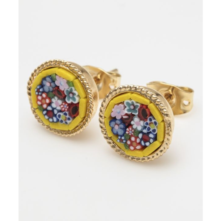 イエロー系1 | 【欧州航路】【ベネチアンガラス】モザイクスタッズミニピアス | アミナコレクション 